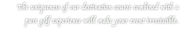 The uniqueness of our destination course combined with a pure golf experience will make your event irresistible.